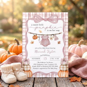 Invitation Petite Citrouille Corde à Linge Fille Baby Shower 