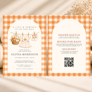 Invitation Petite Citrouille en Route Gingham Baby Shower