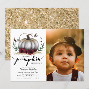 Invitation Petite Citrouille fête d'anniversaire Gold Photo