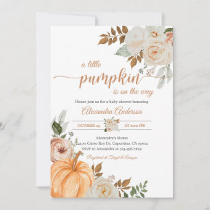 Invitation Petite Citrouille Fête de Bébé Feuilles d'Automne