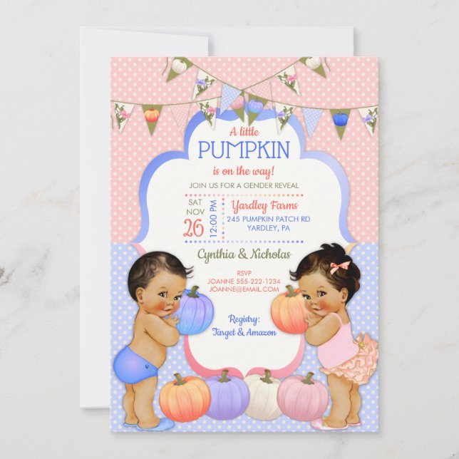 Invitation Petite Citrouille Genre Reveillez Moyenne Brunette (Devant)