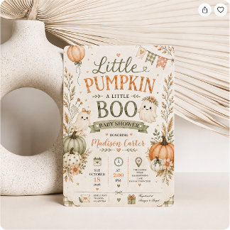 Invitation Petite Citrouille Little Boo Halloween Baby Shower