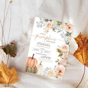 Invitation Petite citrouille rose floralFête prénatale d'auto