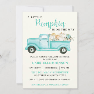 Invitation Petite Citrouille Rustic Automne Baby shower Invit