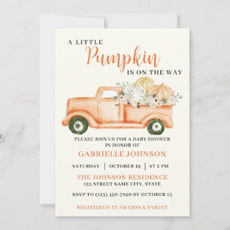 Invitation Petite Citrouille Rustic Automne Baby shower Invit
