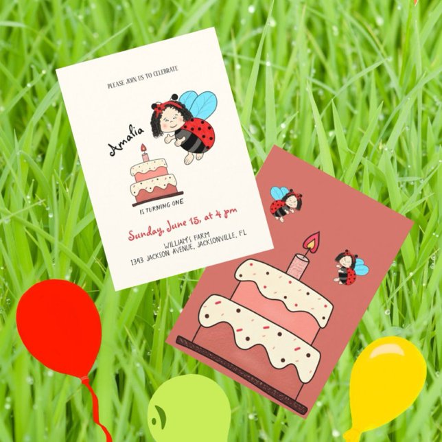 Invitation Petite coccinelle au gâteau (Créateur téléchargé)