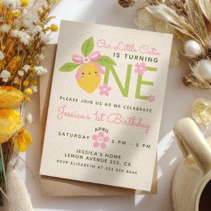 Invitation Petite Coquine Lemon & Daisy Rose 1er Anniversaire