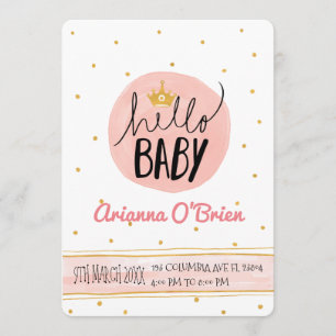 Invitation Petite couronne d'or mouchettes baby shower royal