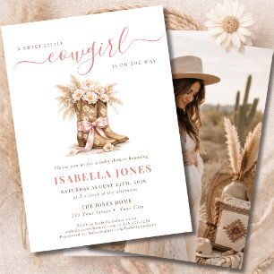 Invitation Petite Cowgirl En Route Fille Baby Shower Photo