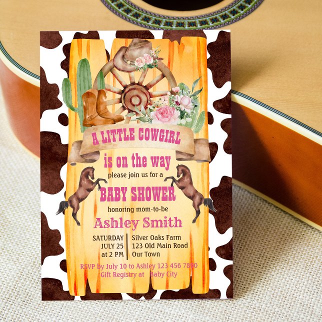 Invitation Petite cowgirl rodéo chevaux baby shower occidenta (Créateur téléchargé)