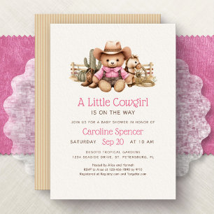 Invitation Petite Cowgirl Rose Fête de Naissance Western