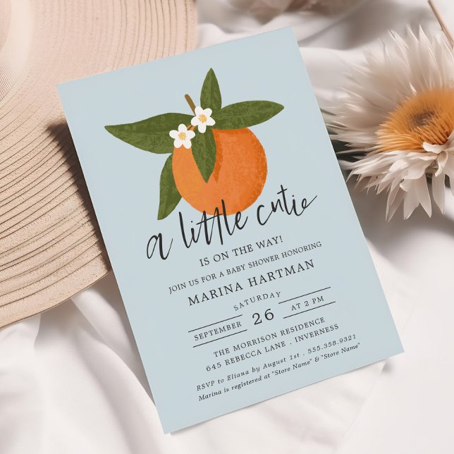Invitation Petite Cutie Agrumes Blossoms Baby shower bleu (Créateur téléchargé)