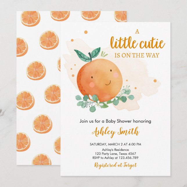Invitation Petite Cutie Baby shower Verdure Sexe Neutre I (Devant / Derrière)