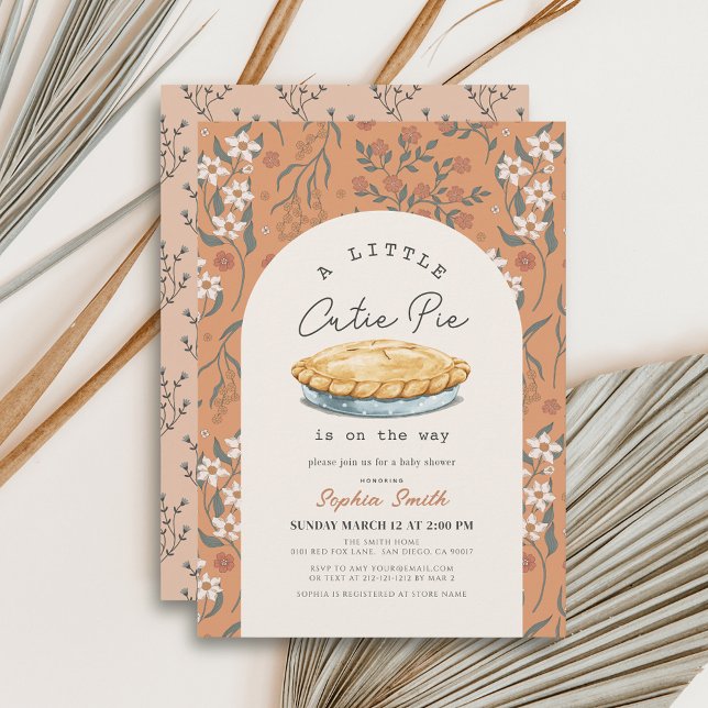 Invitation Petite Cutie Pie Orange Floral Girl Baby shower (Créateur téléchargé)