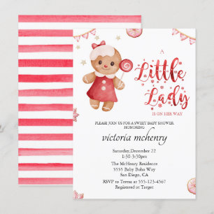 Invitation Petite dame pain d'épices Noël Baby shower fille