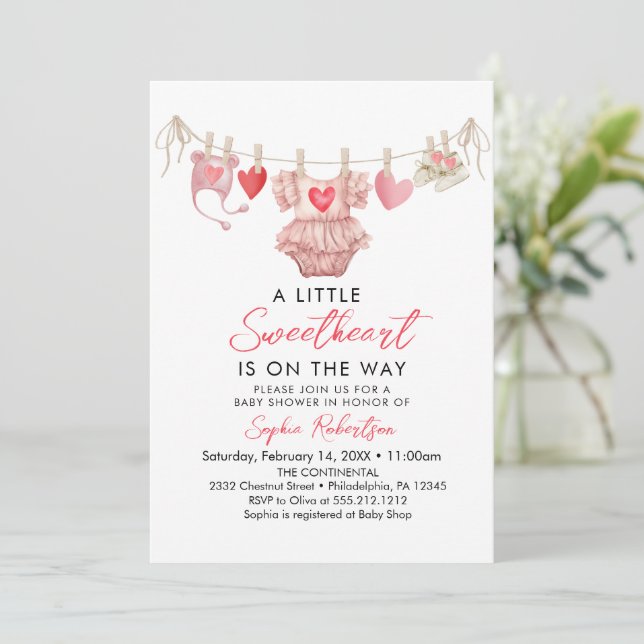 Invitation Petite Douce Saint-Valentin Baby Shower (Debout devant)