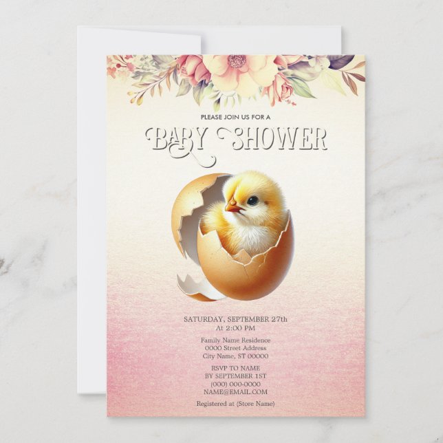 Invitation Petite éclosion de poussins bientôt Baby shower In (Devant)