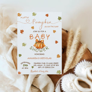 Invitation Petite Élégante Fête de Bébé Citrouille Automne