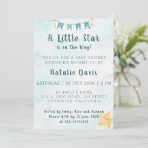Petite Étoile Aquarelle Ciel Bleu Baby Shower