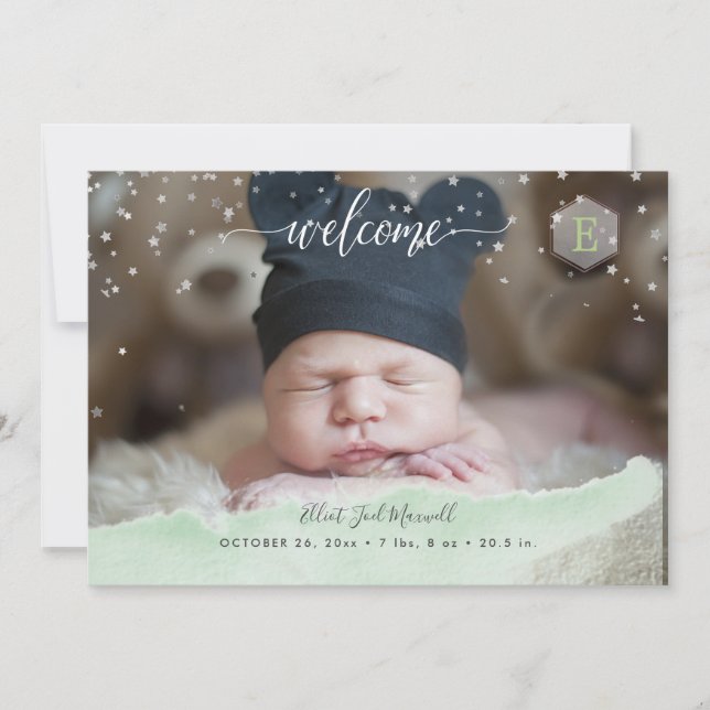 Invitation Petite étoile scintillante Merci de naissance (Devant)