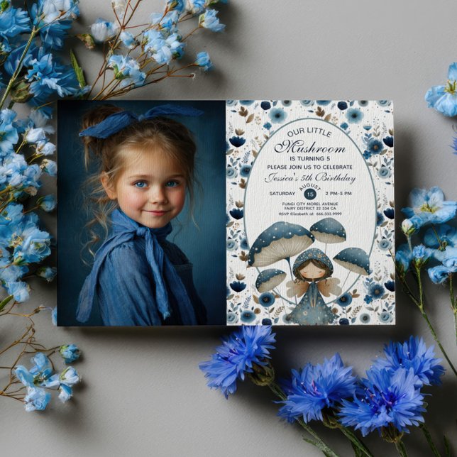 Invitation Petite Fée de champignons Aquarelle Enfants Annive (Créateur téléchargé)