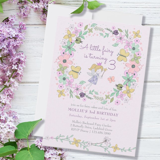 Invitation Petite Fée Whimsical Flower Jardin Fille Anniversa (Créateur téléchargé)