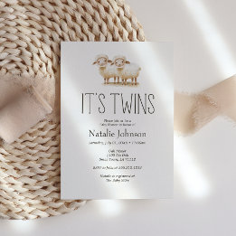 Invitation Petite ferme Nursery Animaux Jumeaux Baby shower