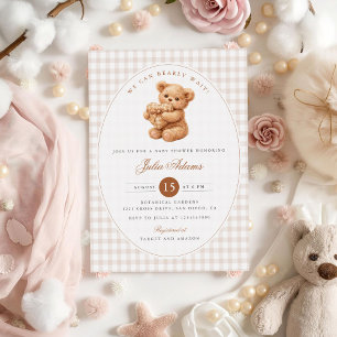 Invitation Petite Fête Baby Shower Ours en Teddy Gingham Marr