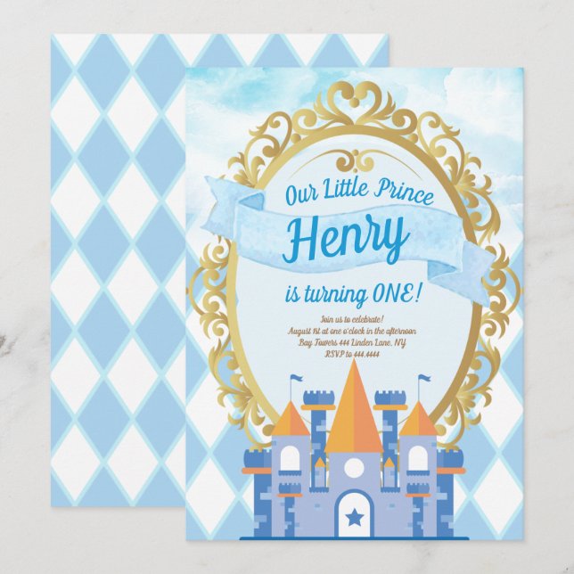 Invitation Petite fête d'anniversaire de prince (Devant / Derrière)