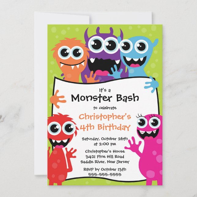 Invitation Petite fête d'anniversaire MIGNONNE de coup de (Devant)