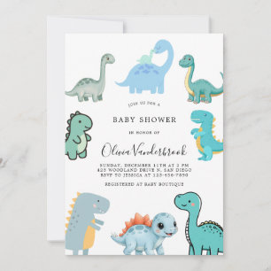 Invitation Petite Fête de Bébé Dinosaure Mignon