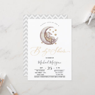 Invitation Petite Fête de Naissance de Lapin sous les Étoiles