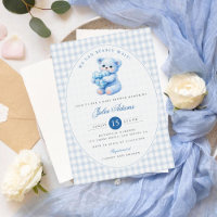 Petite Fête de Naissance Ourson en Vichy Bleu