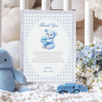 Petite Fête de Naissance Ourson en Vichy Bleu