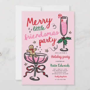 Invitation Petite fête de Noël Friendsmas avec cocktail