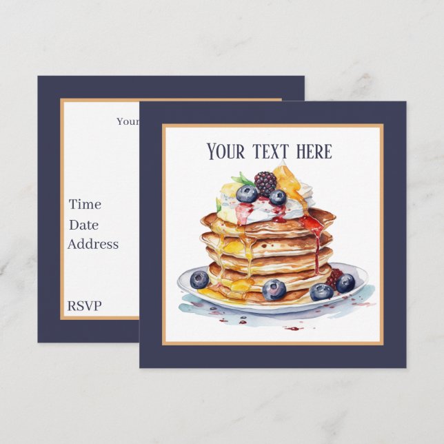 Invitation Petite fête du petit-déjeuner à la crêpe (Devant / Derrière)