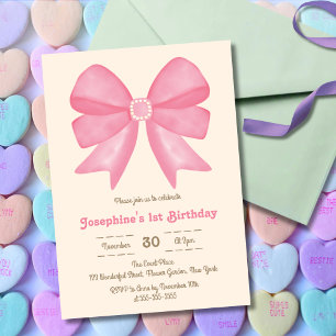 Invitation Petite fille à la poitrine rose minimale Anniversa
