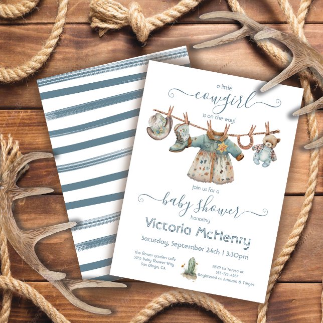 Invitation Petite fille bébé fille Baby shower de ligne de li (Créateur téléchargé)