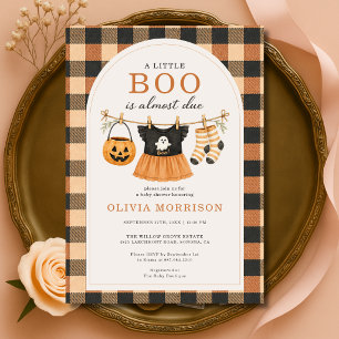 Invitation Petite fille Boo Halloween Gingham Baby Shower