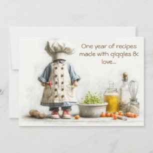 Invitation Petite Fille Chef – 1er Anniversaire de Cuisine Am