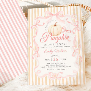 Invitation Petite fille chic avec un petit citrouille rose po