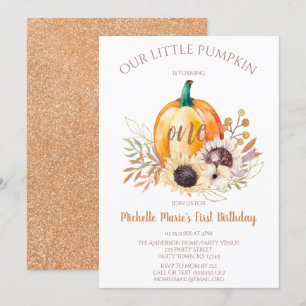 Invitation Petite fille Citrouille premier anniversaire