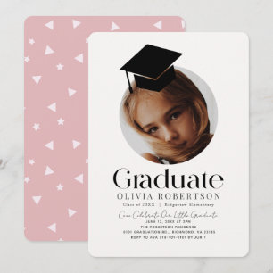 Invitation Petite fille de la casquette de graduation minimal