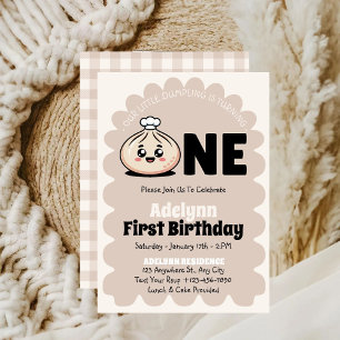 Invitation Petite fille Dumpling 1ère fête d'anniversaire