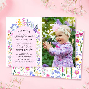 Invitation Petite fille Fleur sauvage 1er anniversaire Photo