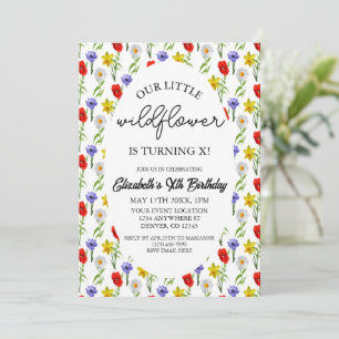 Invitation Petite fille Fleur sauvage Anniversaire