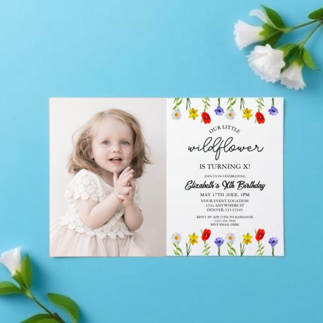 Invitation Petite fille Fleur sauvage Anniversaire (Créateur téléchargé)