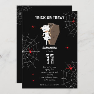 Invitation Petite fille maman café fille Halloween Anniversai