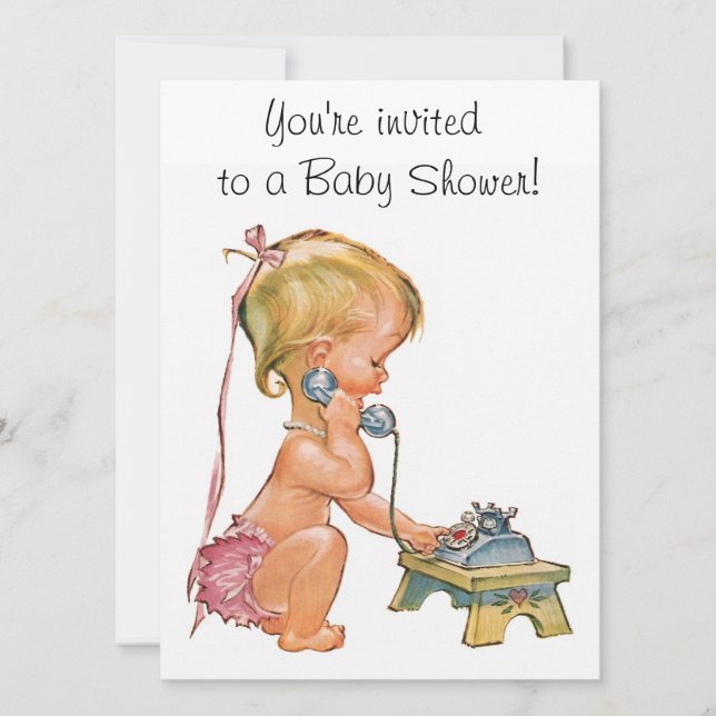 Invitation Petite fille parlant au téléphone (Devant)