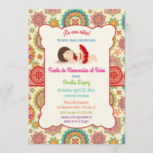 Invitation Petite Fille Robe Espagnole Baby Shower Coloré